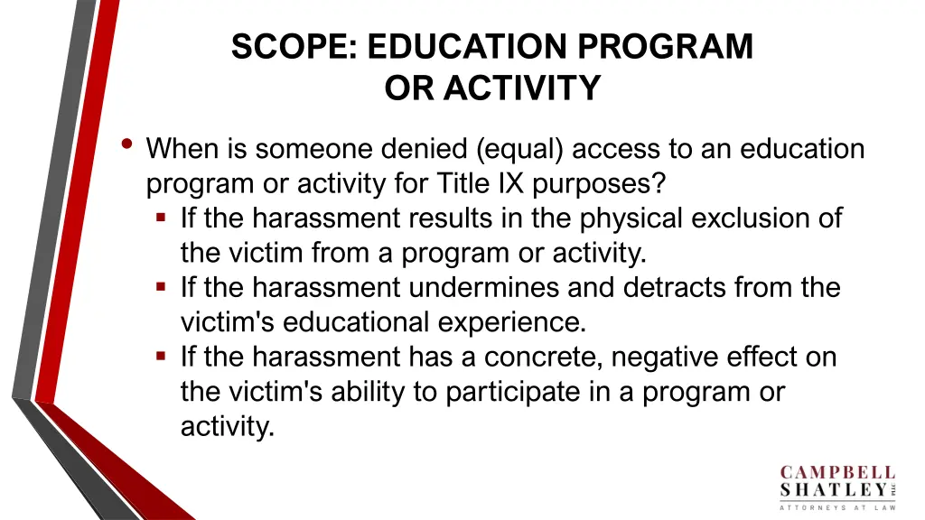 scope education program or activity when