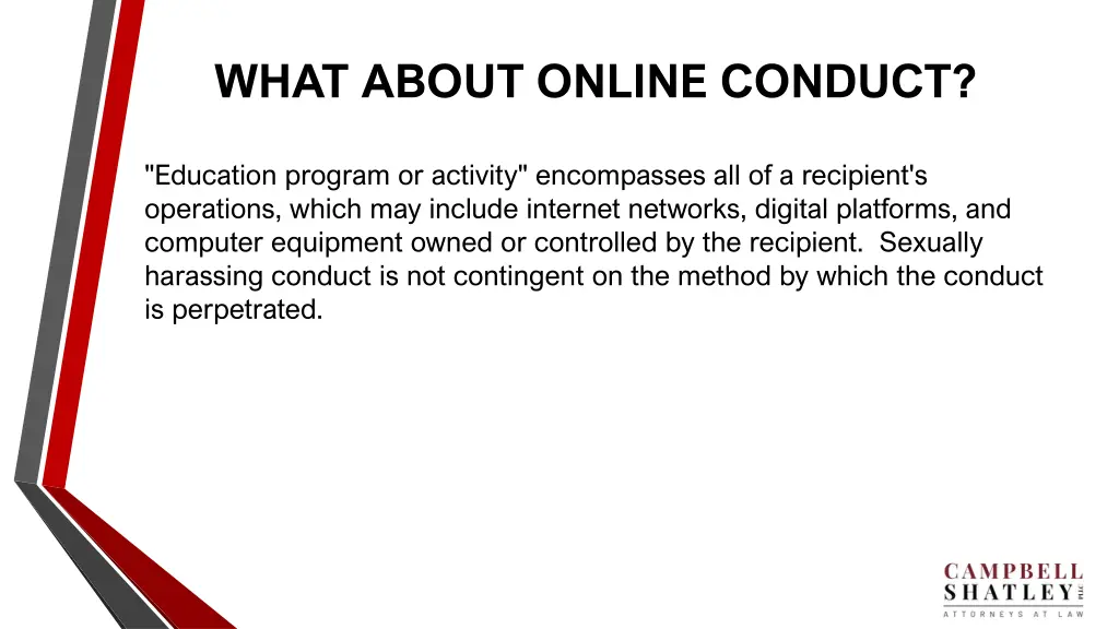 what about online conduct