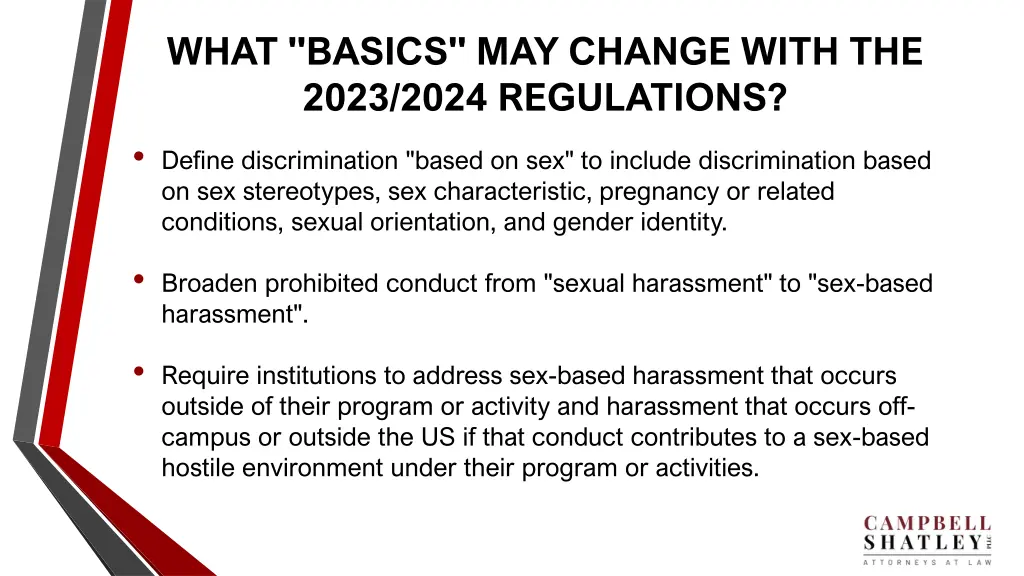 what basics may change with the 2023 2024