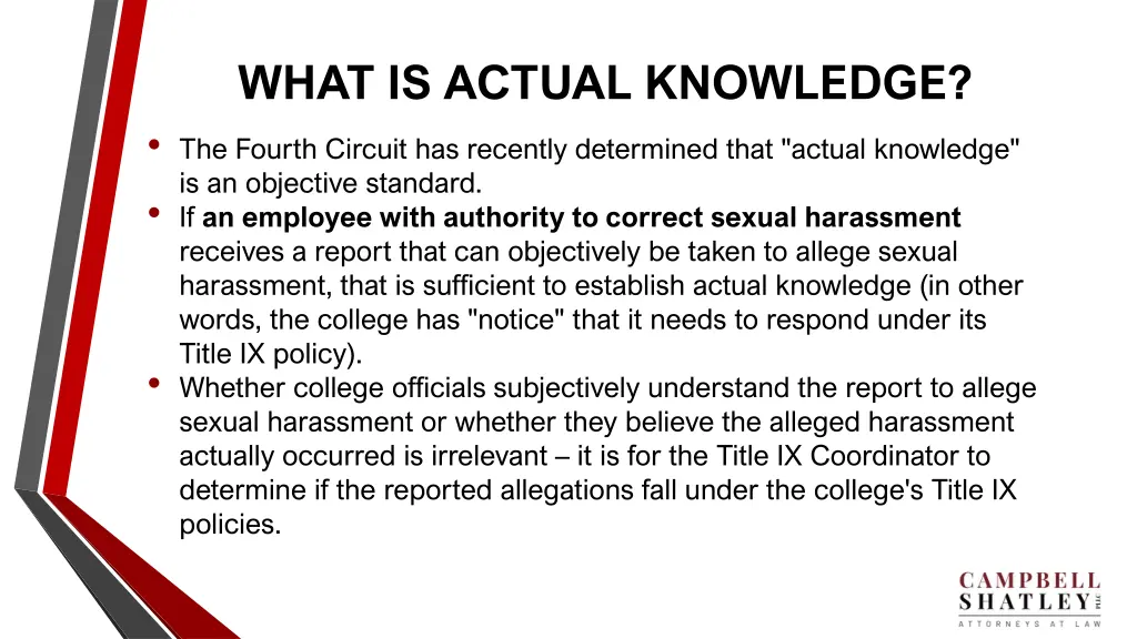 what is actual knowledge the fourth circuit