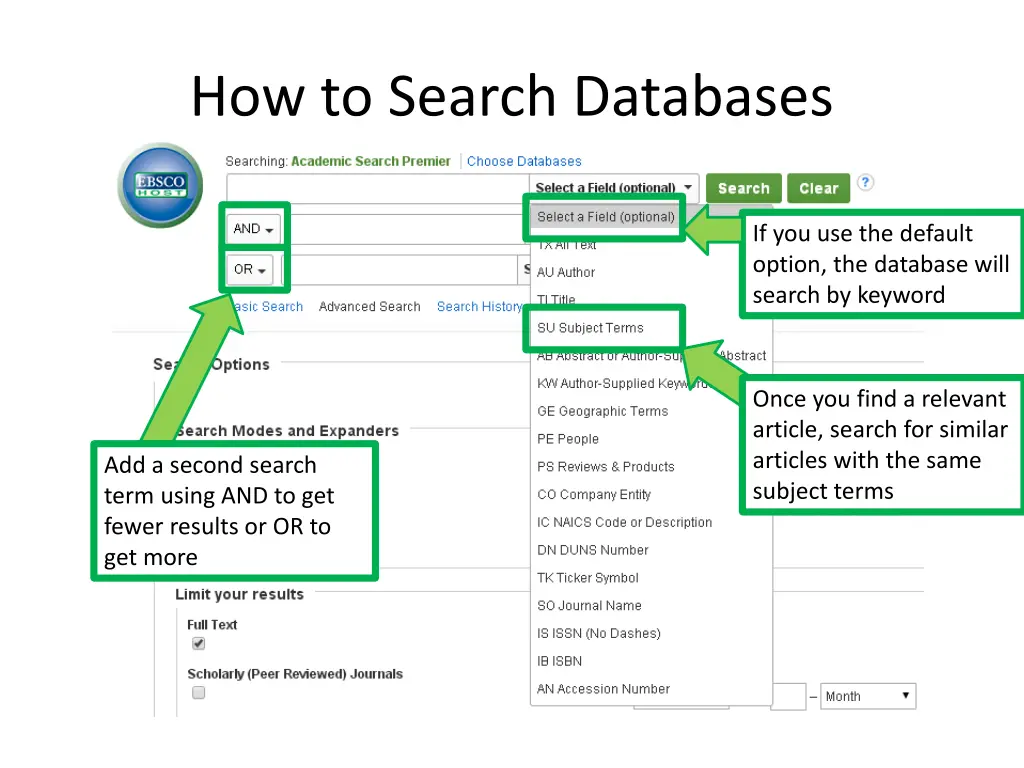 how to search databases