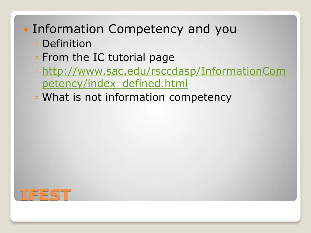 information competency and you definition from