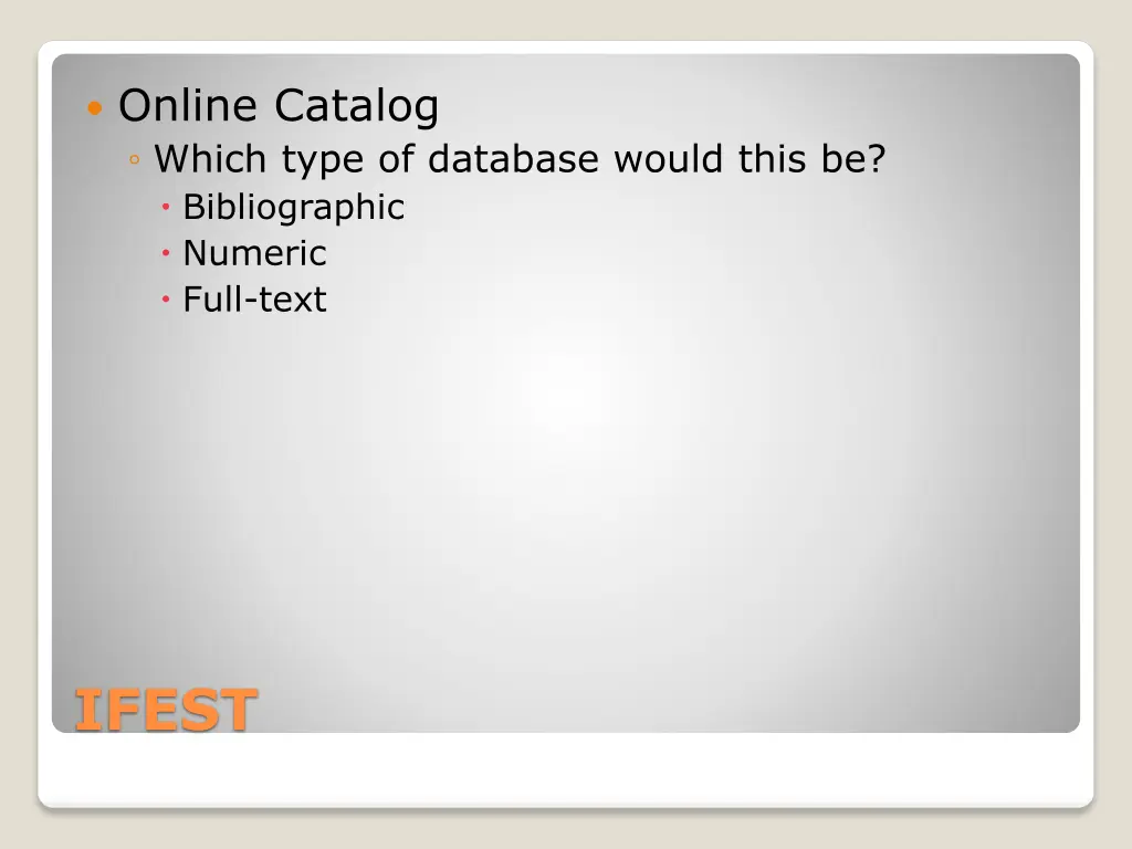 online catalog which type of database would this