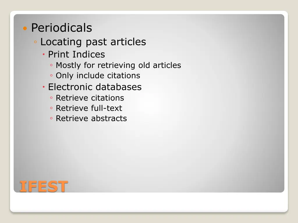 periodicals locating past articles print indices