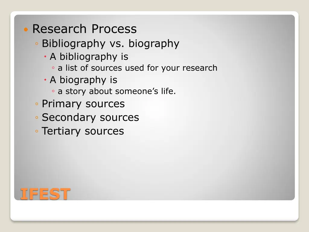 research process bibliography vs biography