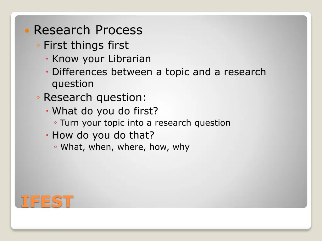 research process first things first know your