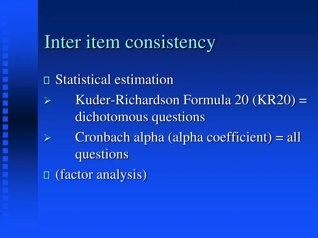 inter item consistency