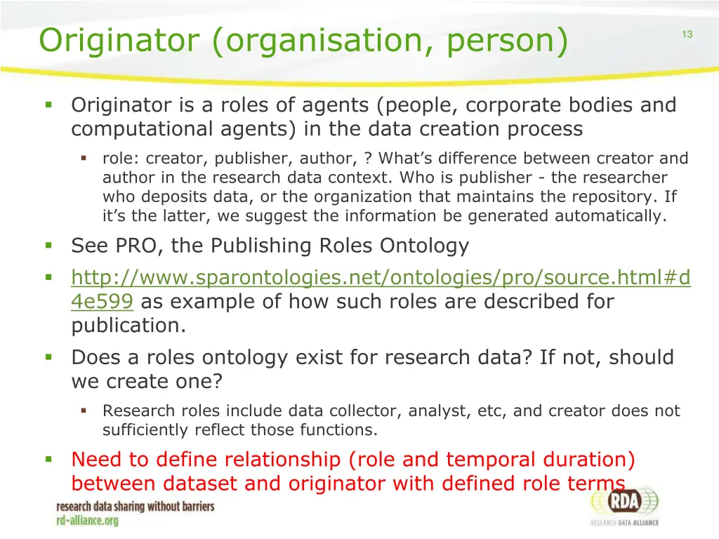 originator organisation person