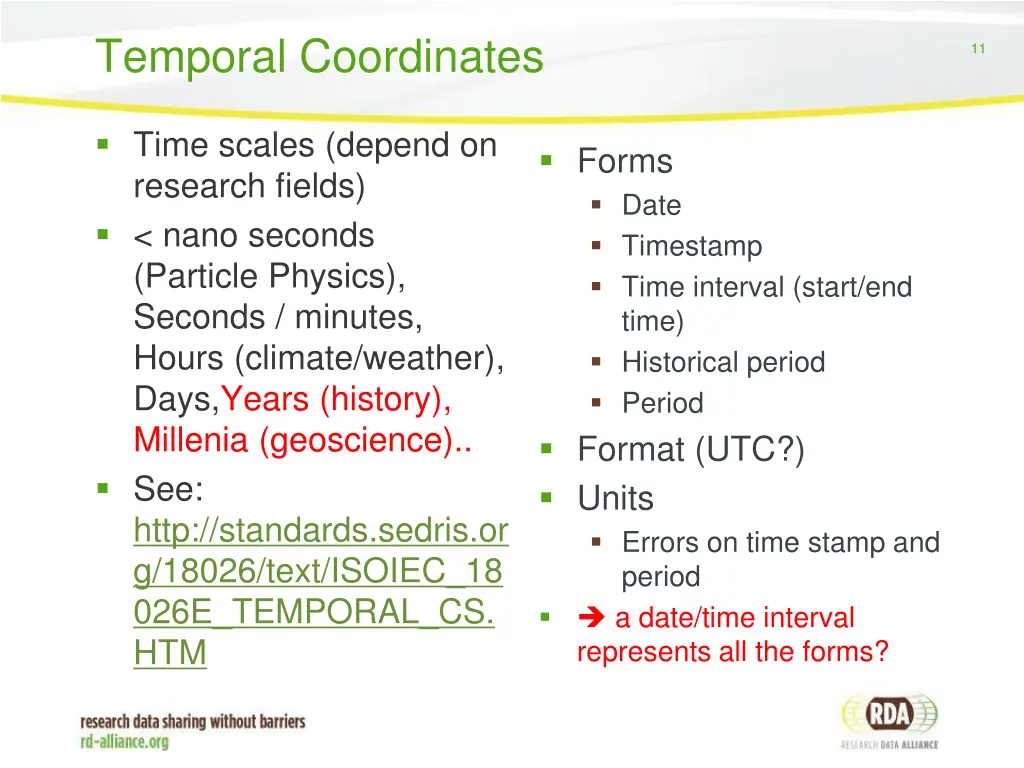 temporal coordinates