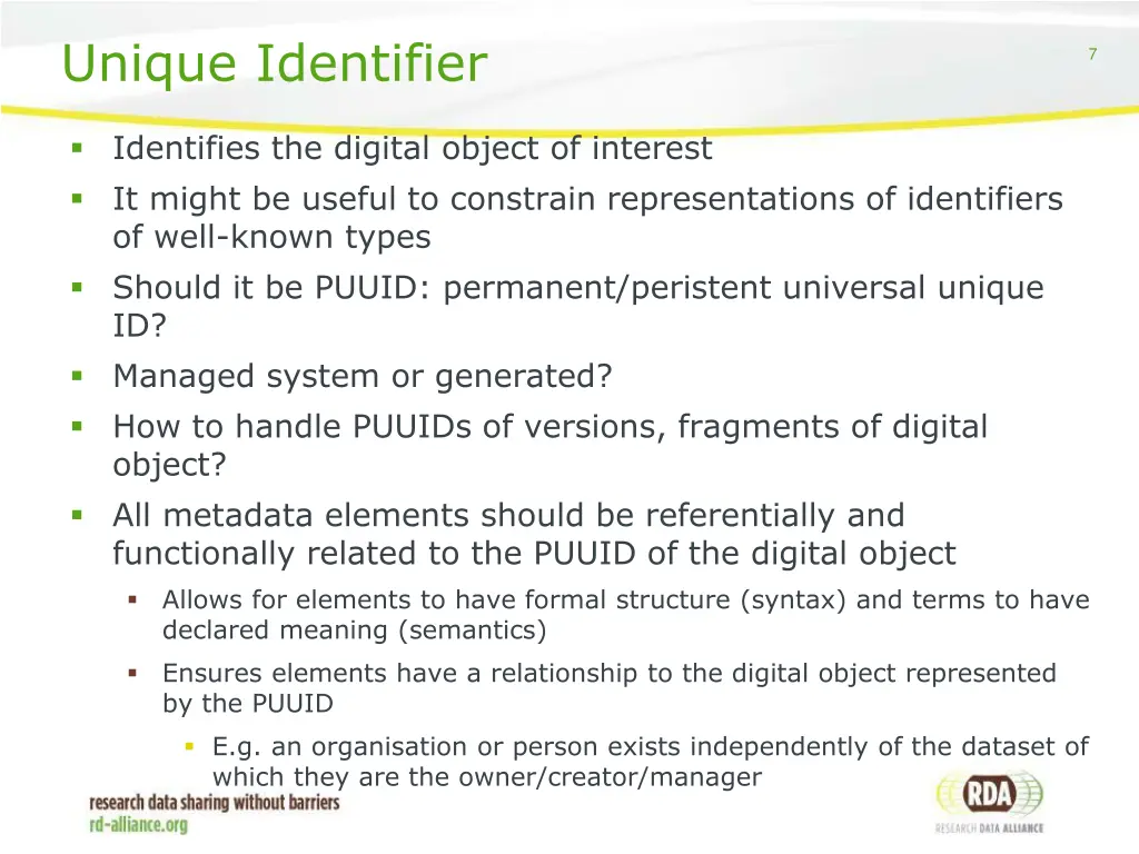 unique identifier