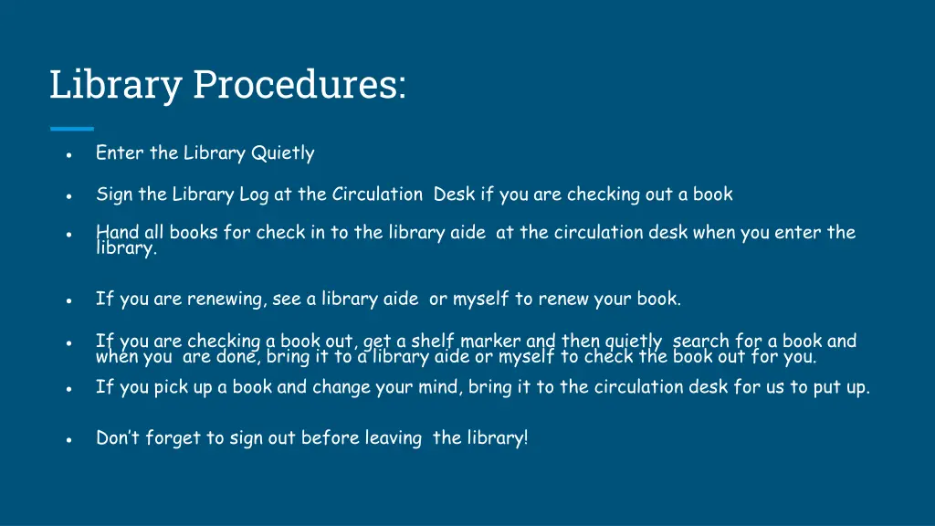 library procedures