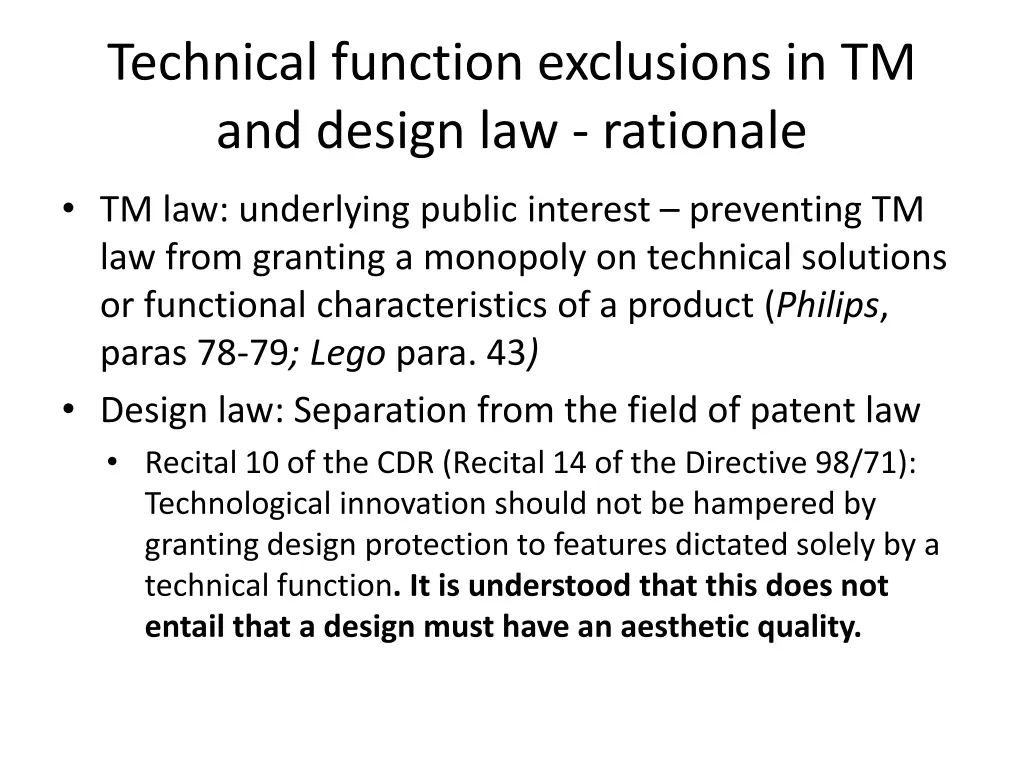 technical function exclusions in tm and design 1