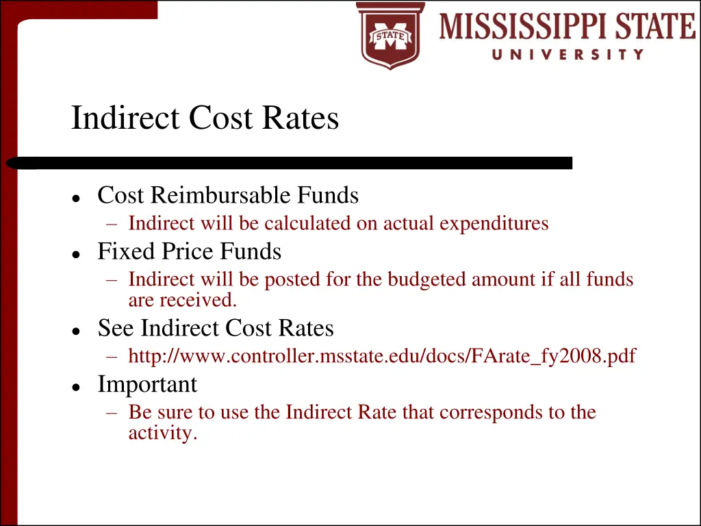indirect cost rates