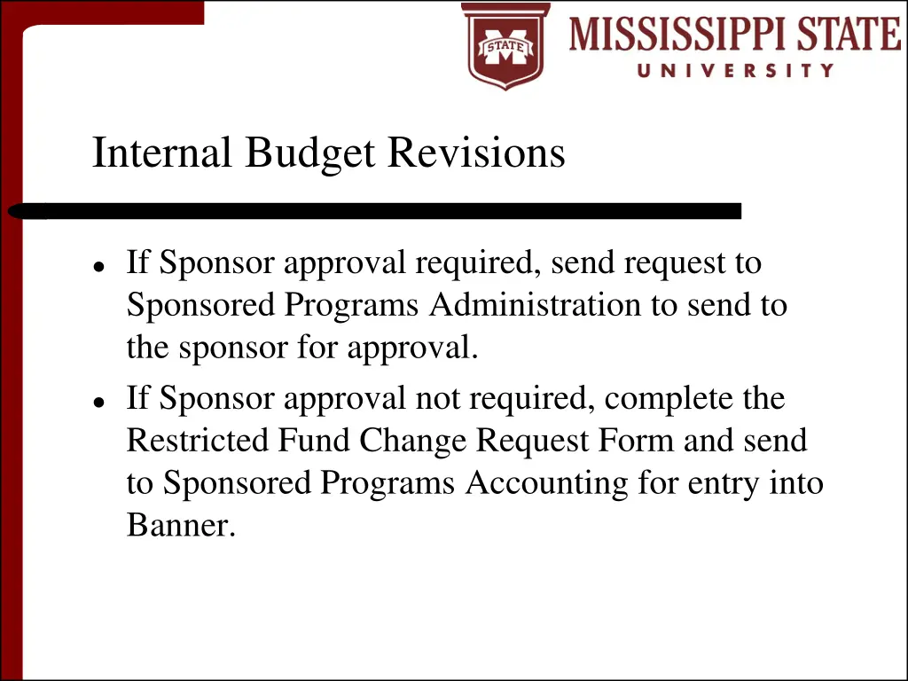 internal budget revisions