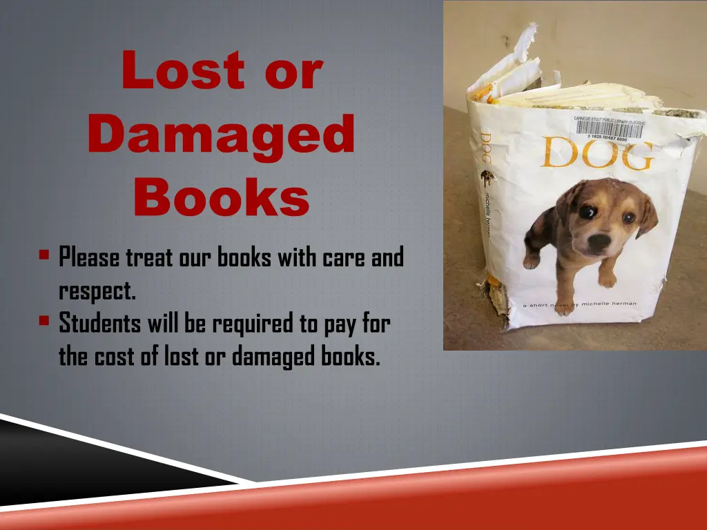 lost or damaged books please treat our books with