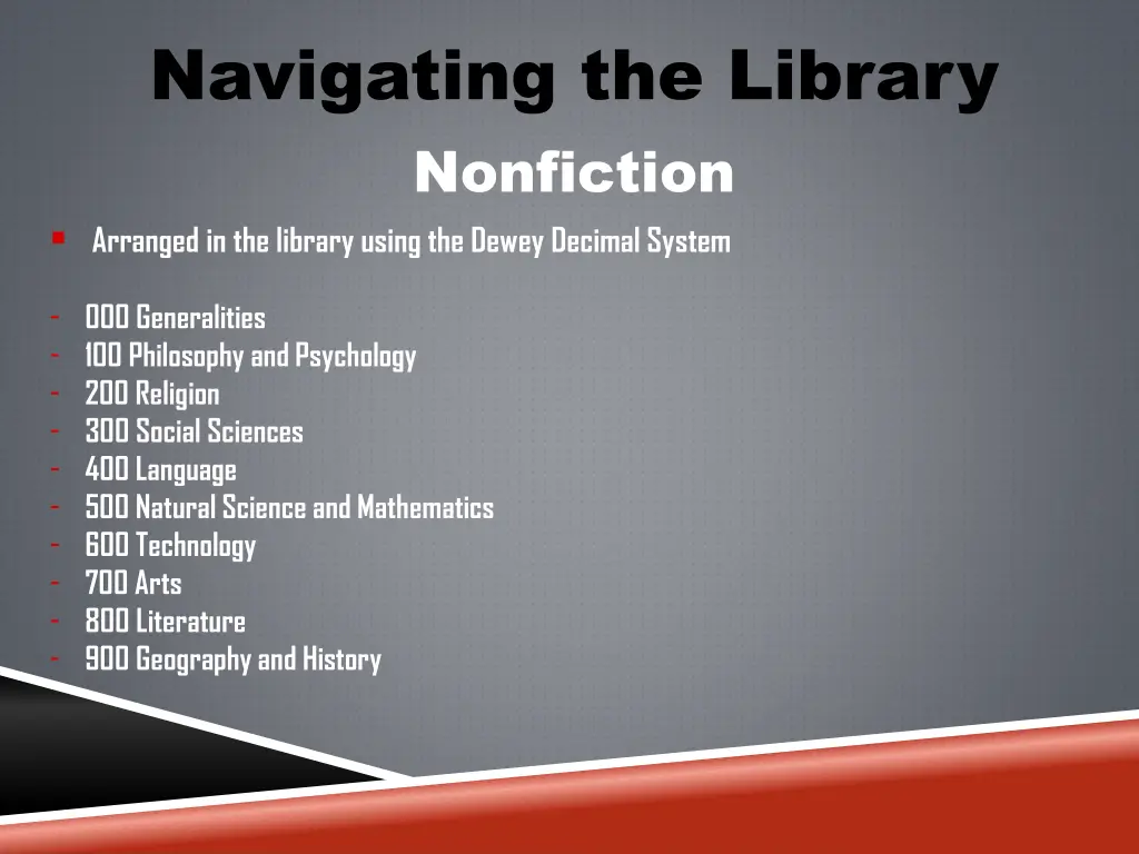 navigating the library nonfiction arranged