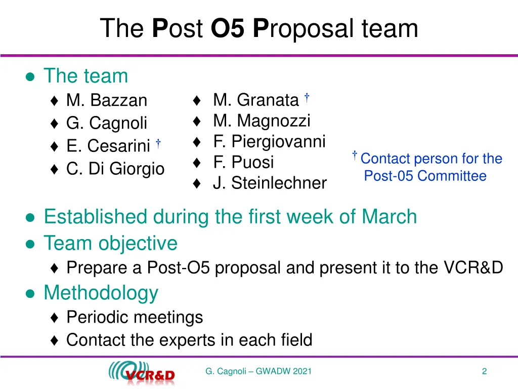 the p ost o5 p roposal team