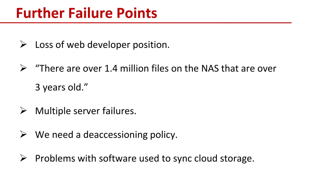 further failure points