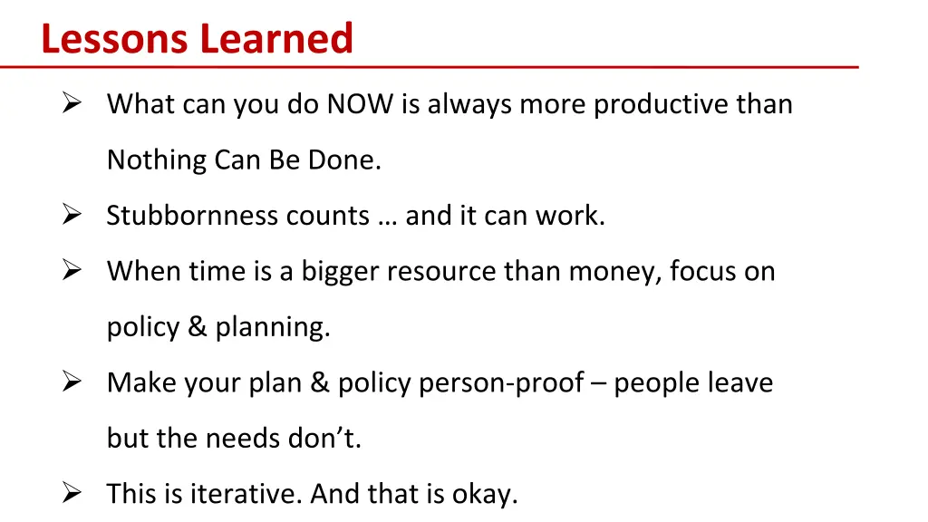 lessons learned 1
