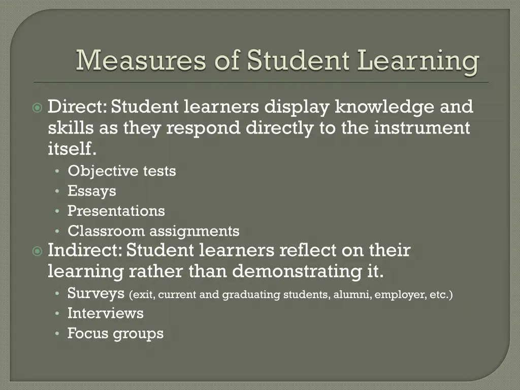 direct student learners display knowledge