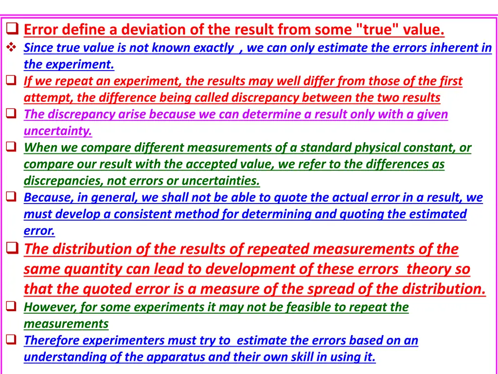 error define a deviation of the result from some