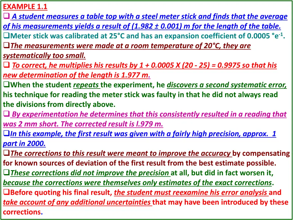 example 1 1 a student measures a table top with