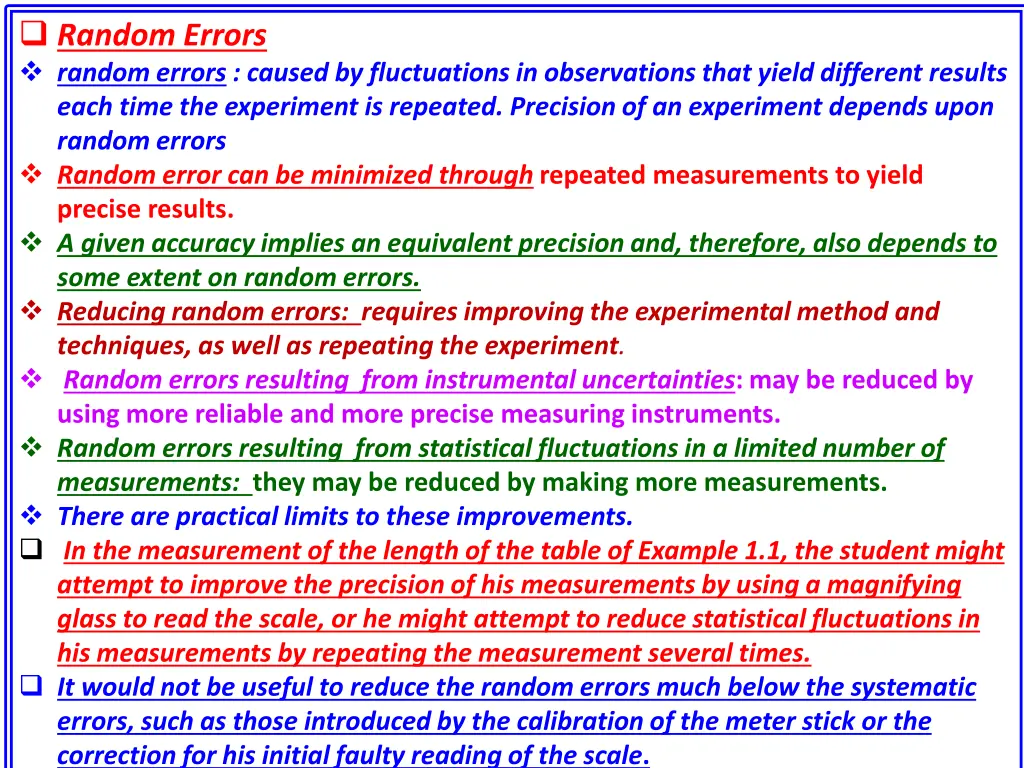 random errors random errors caused