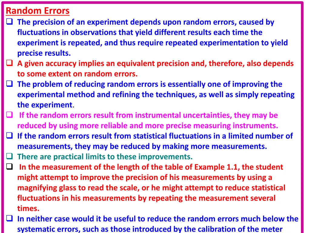 random errors the precision of an experiment