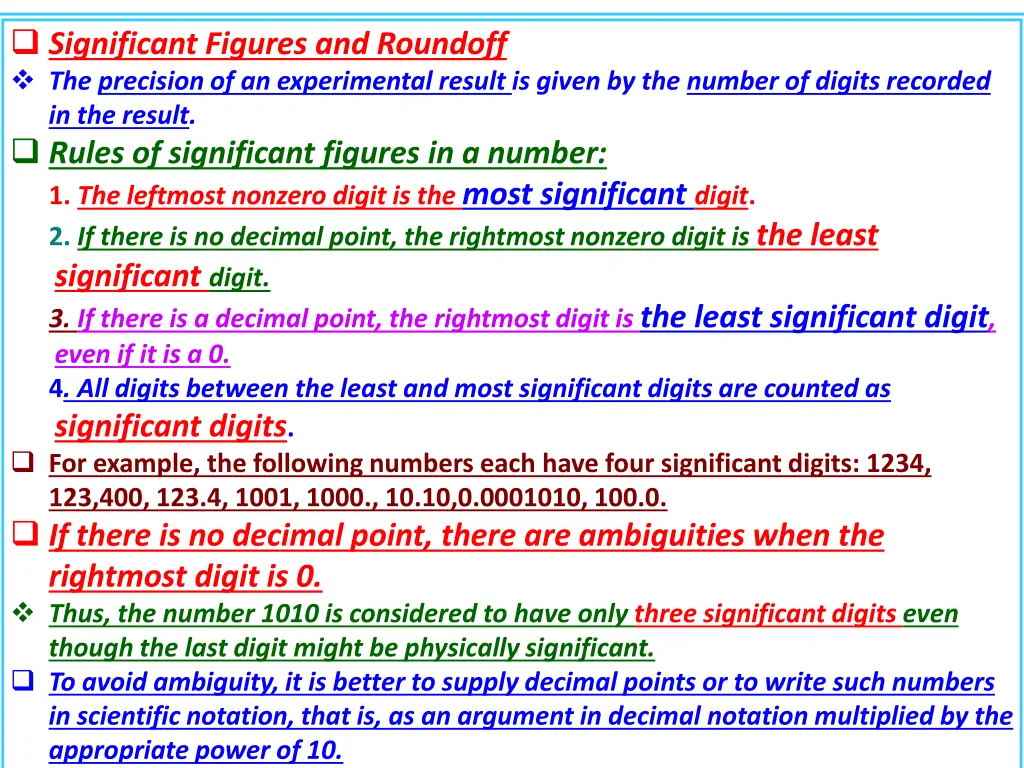 significant figures and roundoff the precision 1