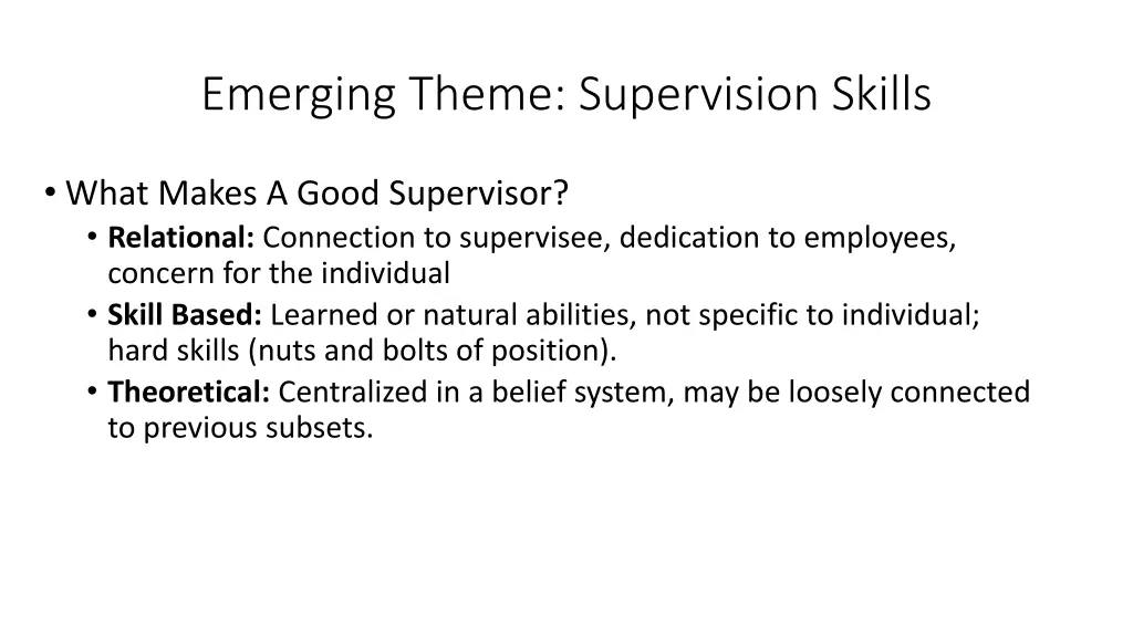 emerging theme supervision skills
