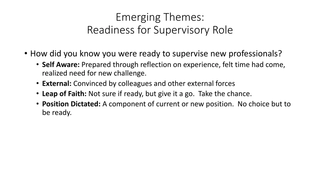 emerging themes readiness for supervisory role