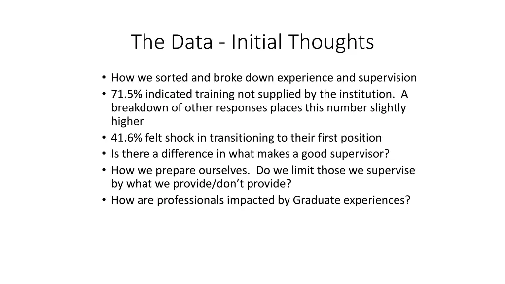 the data initial thoughts