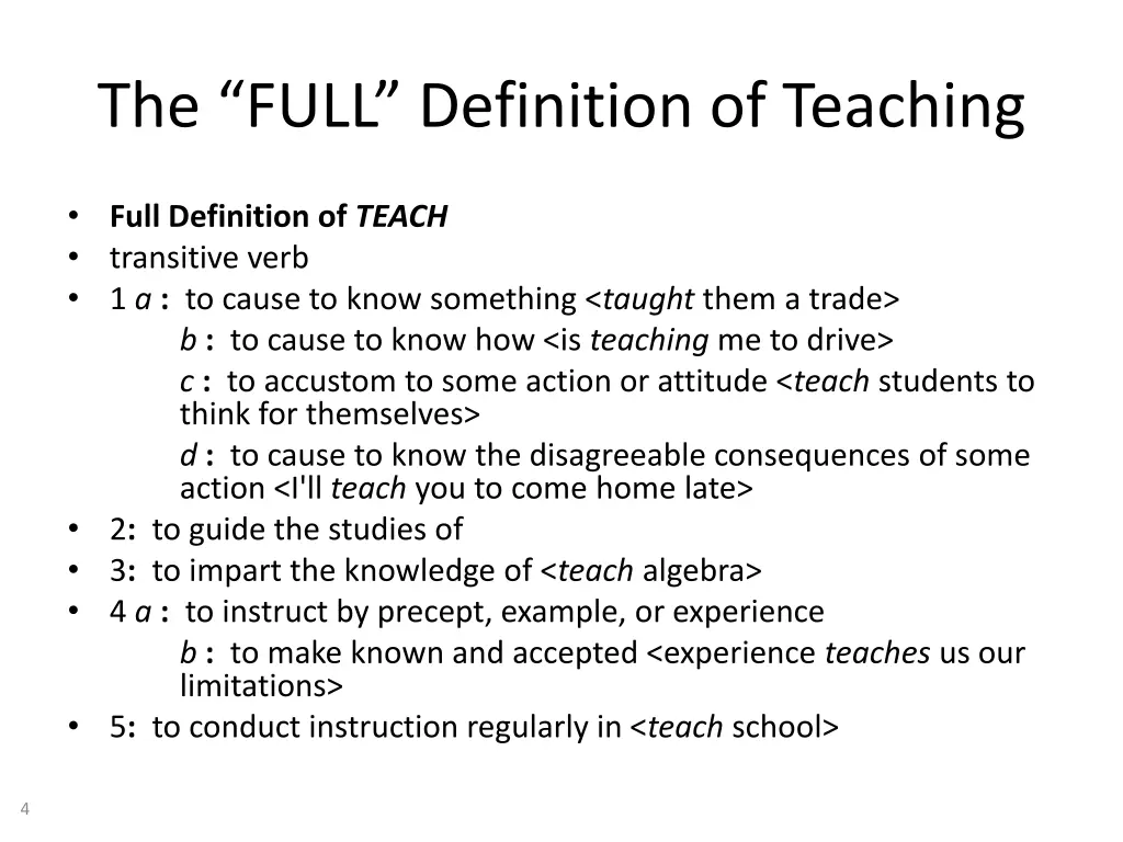 the full definition of teaching