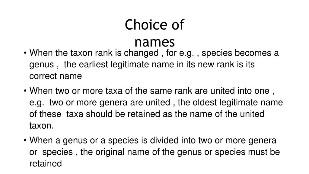 choice of names