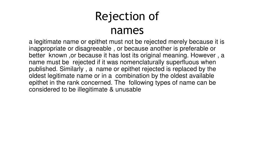 rejection of names
