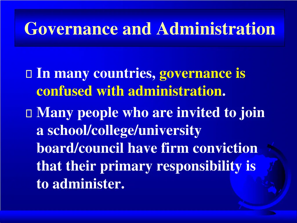 governance and administration