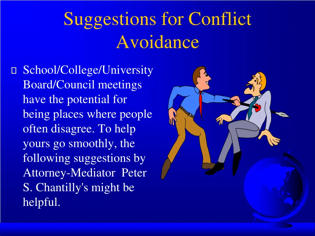 suggestions for conflict avoidance
