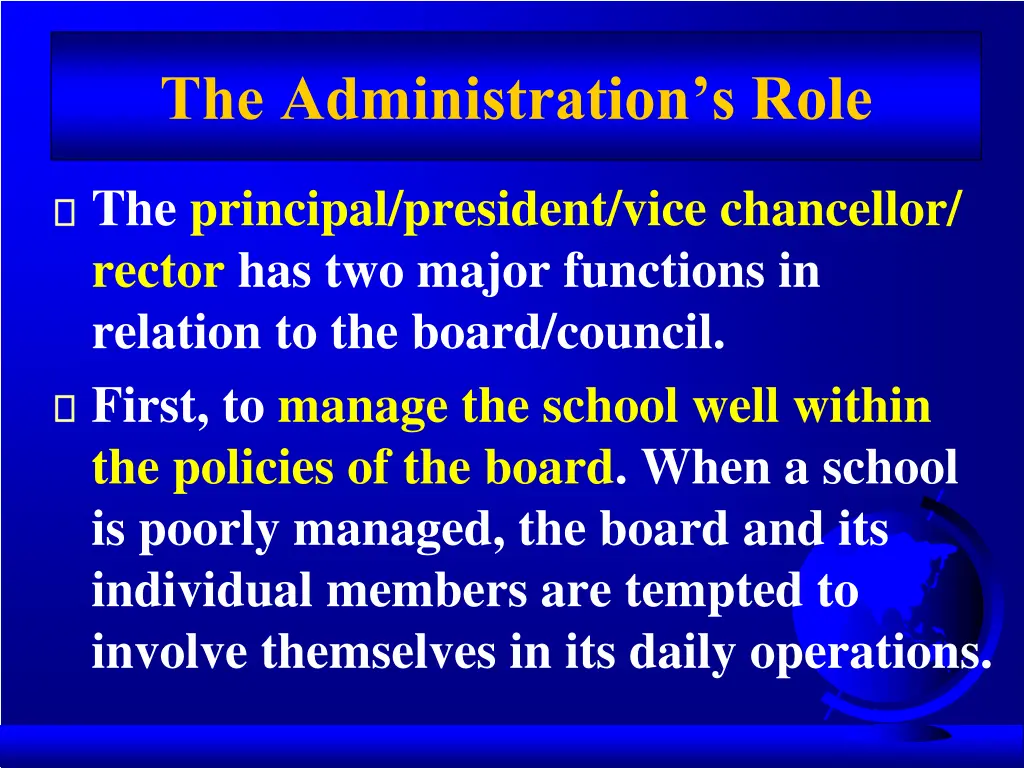 the administration s role 1