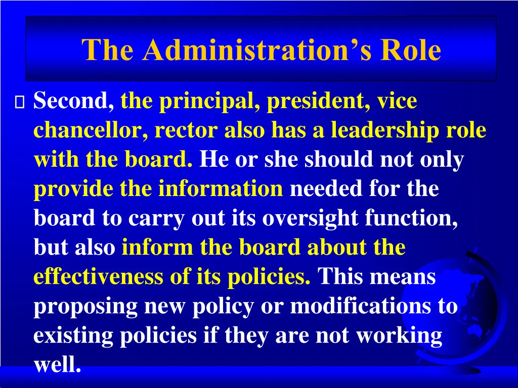 the administration s role 2
