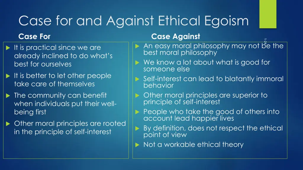 case for and against ethical egoism case for