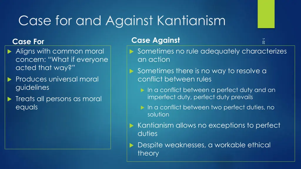 case for and against kantianism