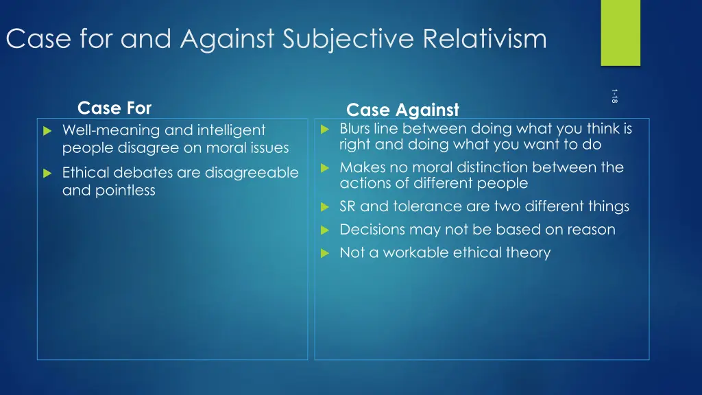 case for and against subjective relativism
