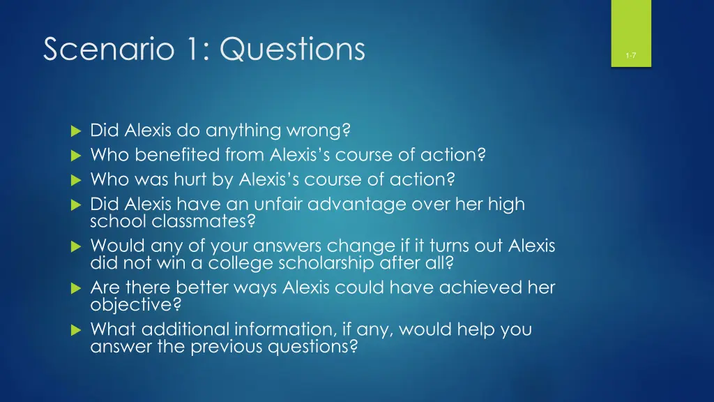 scenario 1 questions