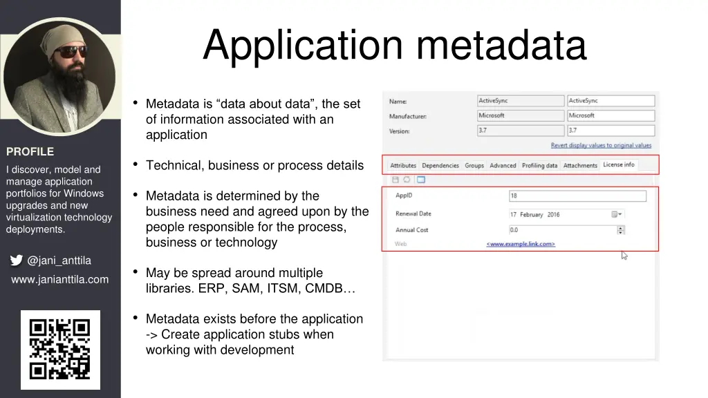 application metadata
