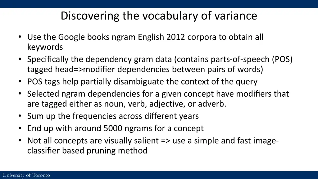 discovering the vocabulary of variance