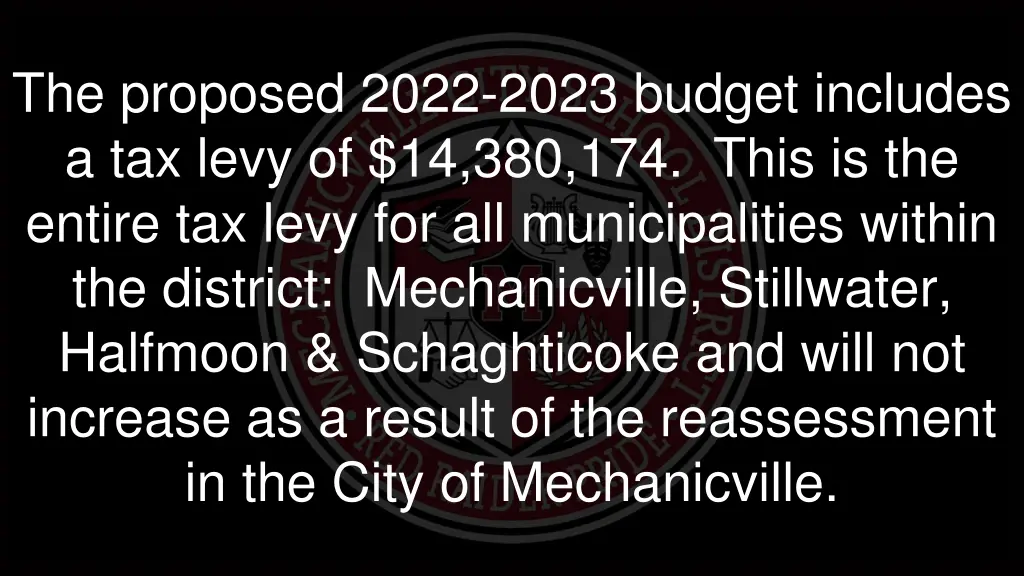 the proposed 2022 2023 budget includes a tax levy