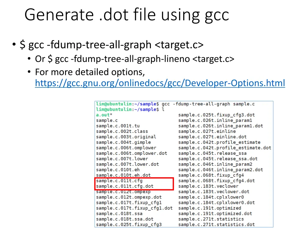 generate dot file using gcc