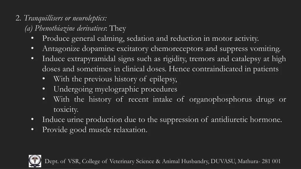 2 tranquillisers or neuroleptics a phenothiazine 1