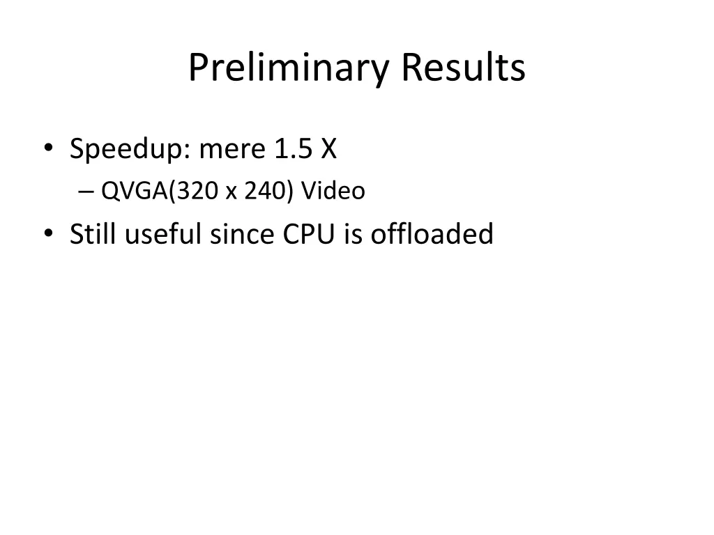 preliminary results