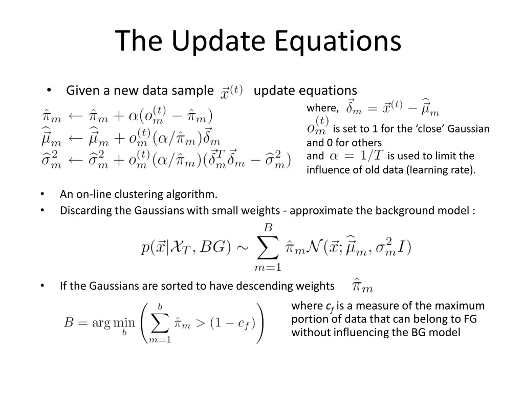 the update equations